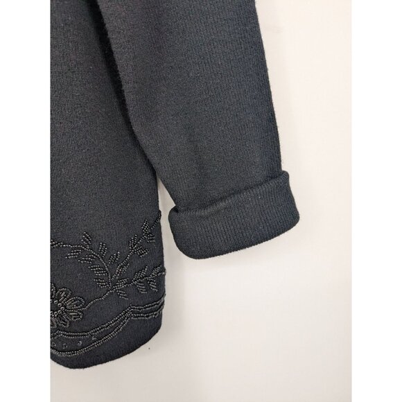 Lifelike Lindarico Knit Sweater Women Size M Pullover Angora Wool Beaded Floral - Picture 7 of 10